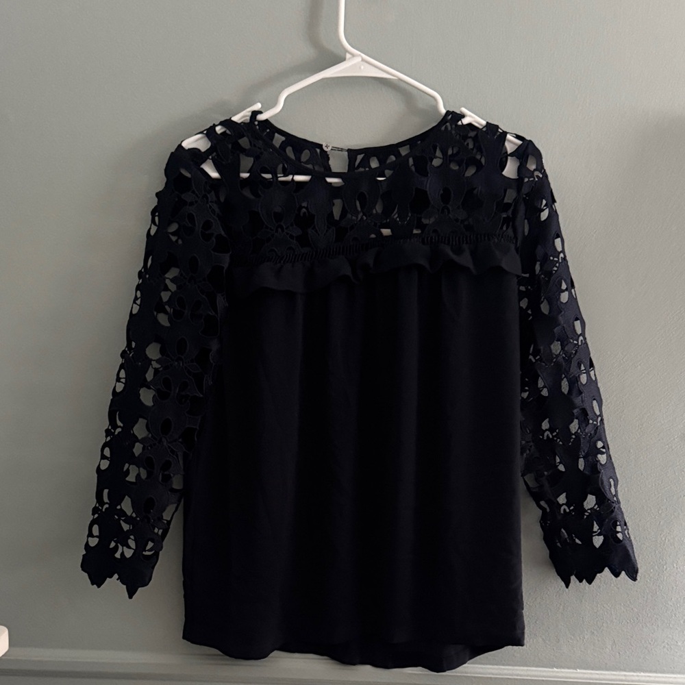 Elegant Blue Lace Women's Top